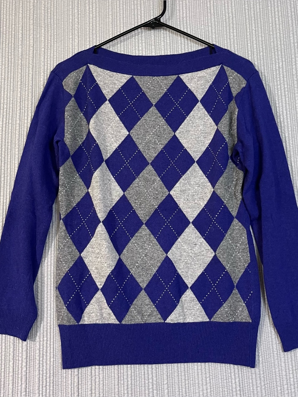 Banana Republic Women’s Argyle Sweater Purple Size S Wool Viscose Nylon Cashmere